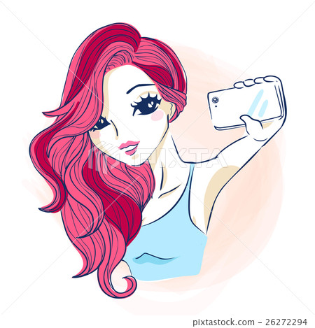 cartoon woman selfie - Stock Illustration [26272294] - PIXTA