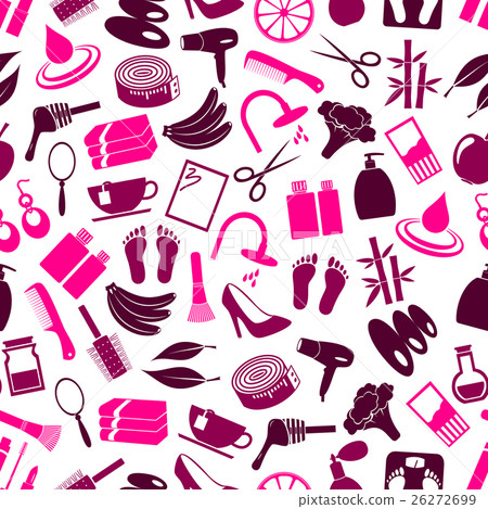 beauty big set of various icons seamless pattern 26272699