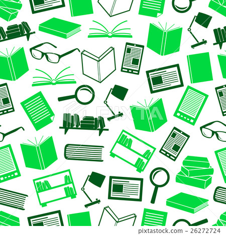 reading books set of simple icons pattern - Stock Illustration ...