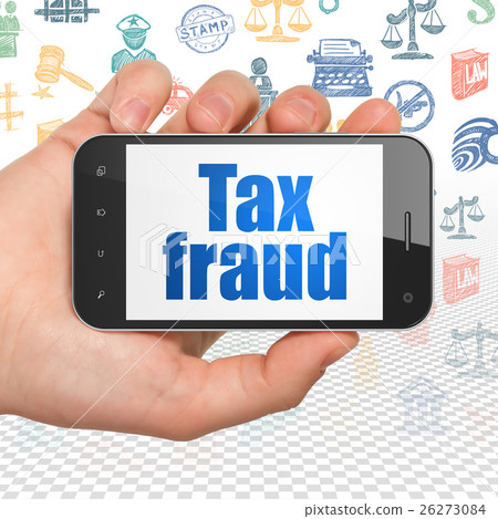 Law concept: Hand Holding Smartphone with Tax Law concept: Hand Holding Smartphone with Tax 26273084