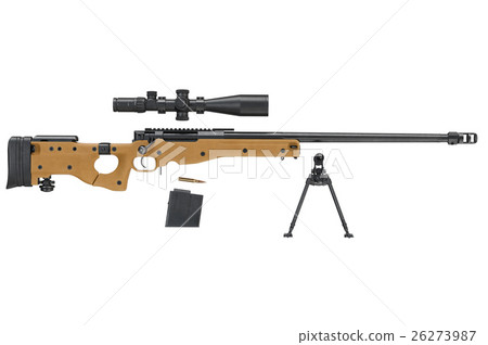 Rifle sniper black equipment, side view 26273987
