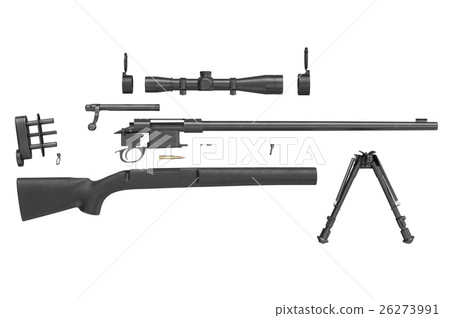 Rifle sniper black equipment, side view 26273991