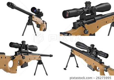 Rifle sniper beige gun set, close view 26273995