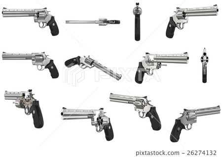 Revolver firearm gun chrome set 26274132