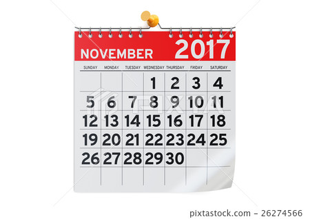 November 2017 calendar, 3D rendering 26274566