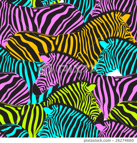 Colorful zebra seamless pattern. - Stock Illustration [26274660] - PIXTA