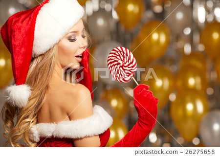 Portrait of beautiful sexy girl wearing santa Portrait of beautiful sexy girl wearing santa 26275658