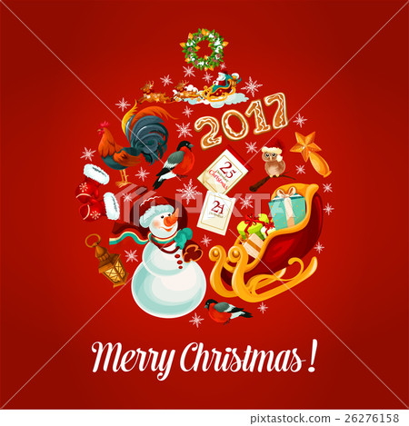 Merry Christmas 2017 vector poster, greeting card Merry Christmas 2017 vector poster, greeting card 26276158