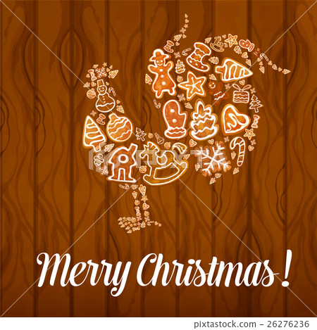 Merry Christmas Rooster Cock vector symbol 26276236