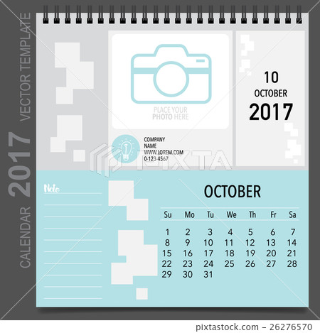 2017 Calendar planner vector design, monthly calendar template for October. 26276570
