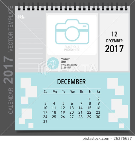 2017 Calendar planner vector design, monthly calendar template for December. 26276657