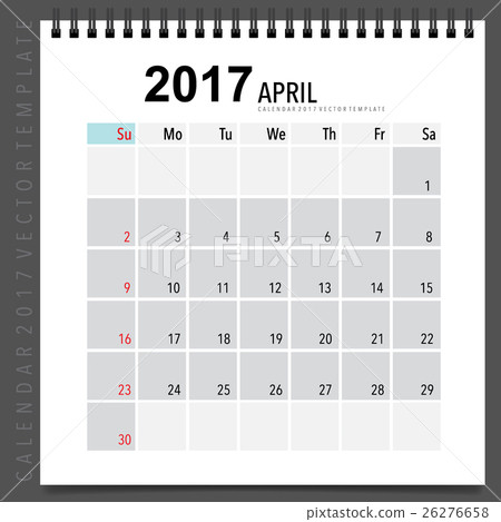 2017 Calendar planner vector design, monthly calendar template for April. 26276658
