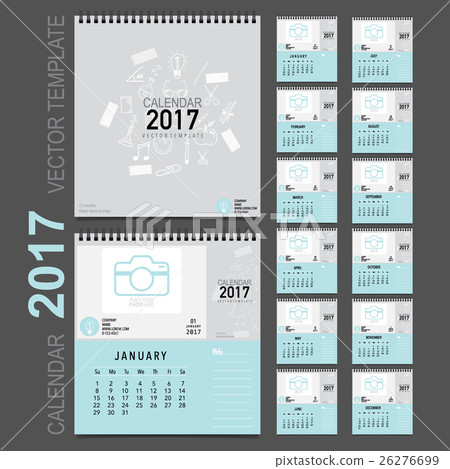 2017 Calendar planner, vector design template. Set of 12 months. Week starts Sunday. 2017 Calendar planner, vector design template. Set of 12 months. Week starts Sunday. 26276699