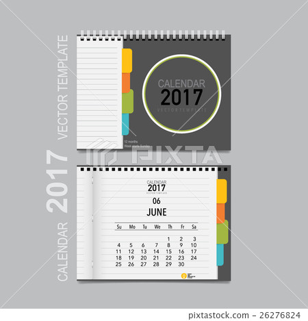 2017 Calendar planner vector design, monthly calendar template for June. 26276824