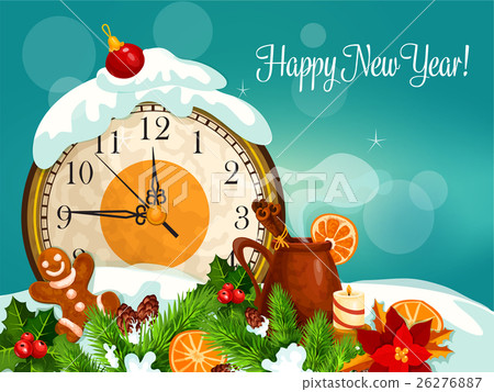 Happy New Year vector greeting card - Stock Illustration [26276887] - PIXTA