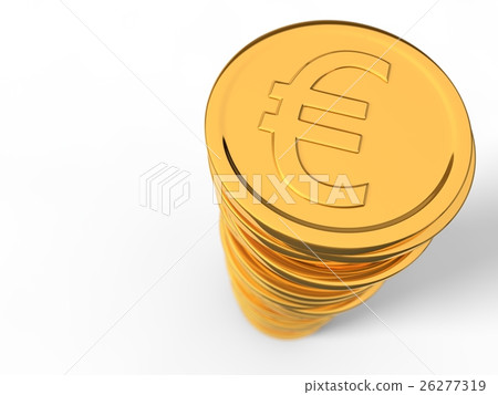 golden euro coins stack. 3d illustration. - Stock Illustration ...