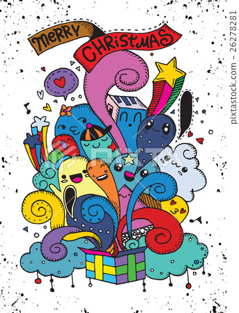 Hand drawing cartoon character,Merry Christmas . Hand drawing cartoon character,Merry Christmas . 26278281