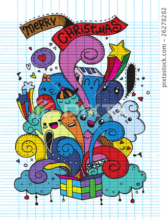 Hand drawing cartoon character,Merry Christmas . Hand drawing cartoon character,Merry Christmas . 26278282