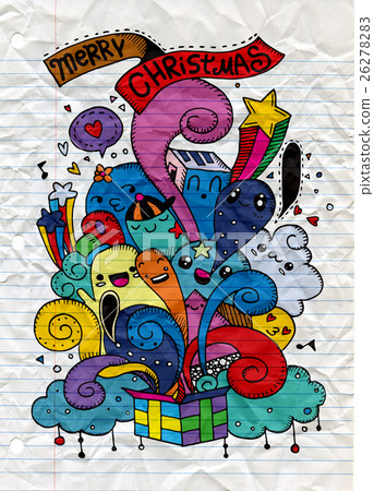 Hand drawing cartoon character,Merry Christmas . Hand drawing cartoon character,Merry Christmas . 26278283