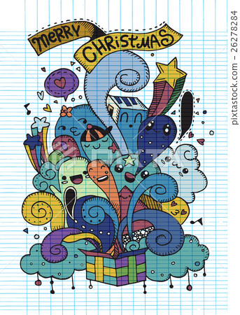 Hand drawing cartoon character,Merry Christmas . 26278284