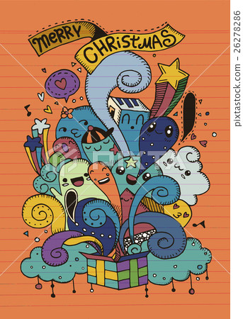 Hand drawing cartoon character,Merry Christmas . Hand drawing cartoon character,Merry Christmas . 26278286