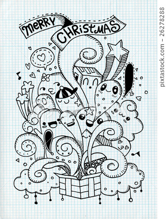 Hand drawing cartoon character,Merry Christmas . Hand drawing cartoon character,Merry Christmas . 26278288