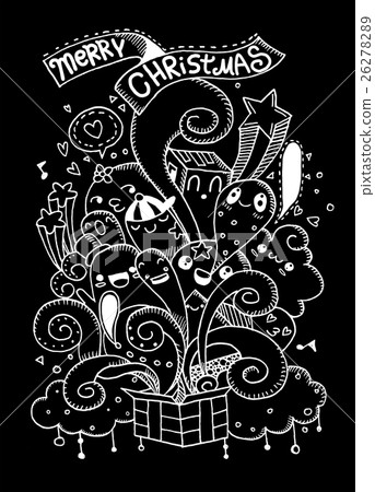 Hand drawing cartoon character,Merry Christmas . 26278289