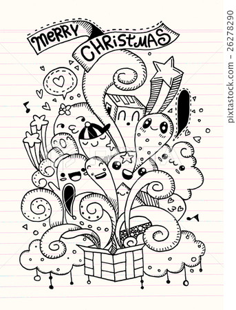 Hand drawing cartoon character,Merry Christmas . Hand drawing cartoon character,Merry Christmas . 26278290