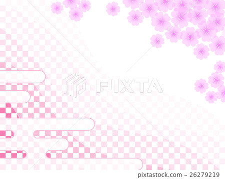 日本模式“格子圖案中的櫻花和馬賽克圖案” 26279219