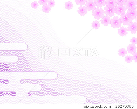 日本模式“青海波浪中的櫻花與早晨模式” 日本模式“青海波浪中的櫻花與早晨模式” 26279396