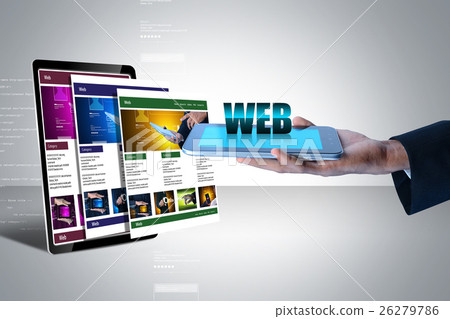 business man showing web page 26279786