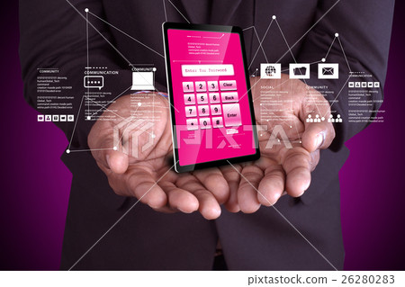 Man hand showing Tablet pc Man hand showing Tablet pc 26280283