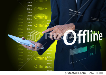 Man showing offline concept Man showing offline concept 26280401