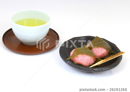 Sakura cake and Japanese tea 26281268