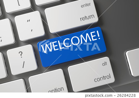 Blue Welcome Key on Keyboard. 3D.-插圖素材 [26284228] - PIXTA圖庫