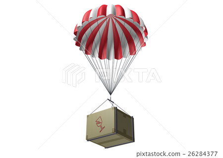 Package 3D Illustrations Dropped by Parachute 26284377