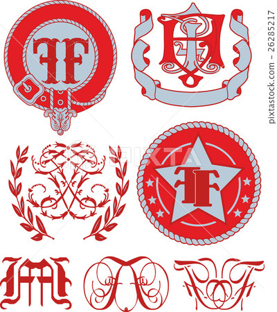 Set of FF monograms and emblem templates 26285217