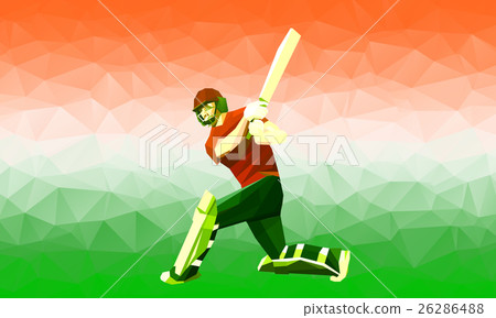 Abstract cricket player polygonal low poly 26286488