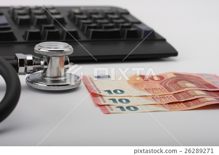 Stethoscope,money, keyboard on white Stethoscope,money, keyboard on white 26289271
