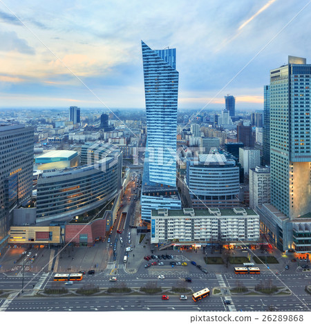 Panorama of modern Warsaw at sunset Panorama of modern Warsaw at sunset 26289868