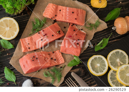Salmon fillet on parchment paper 26290529