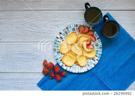 Pancakes strawberries and coffee Pancakes strawberries and coffee 26290992