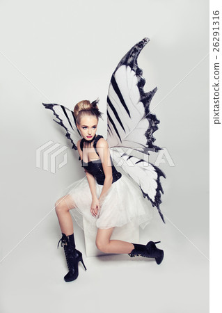 Fashion Portrait of Woman Butterfly 26291316