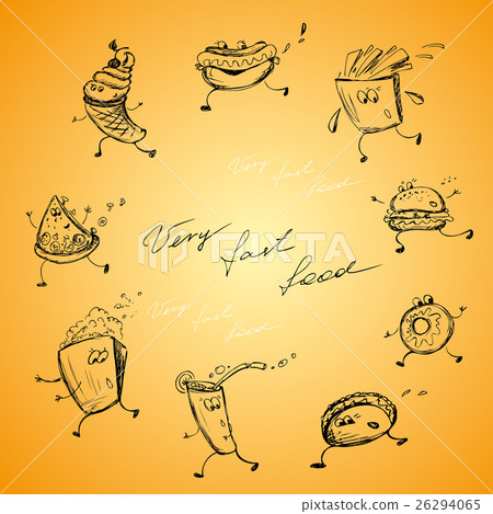 Funny fast food, hand drawing Funny fast food, hand drawing 26294065