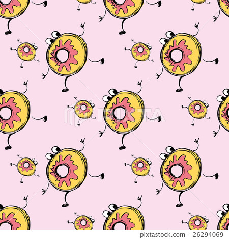 donuts hand drawn seamless pattern. donuts hand drawn seamless pattern. 26294069