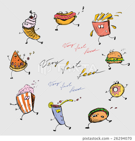 Funny fast food, hand drawing Funny fast food, hand drawing 26294070