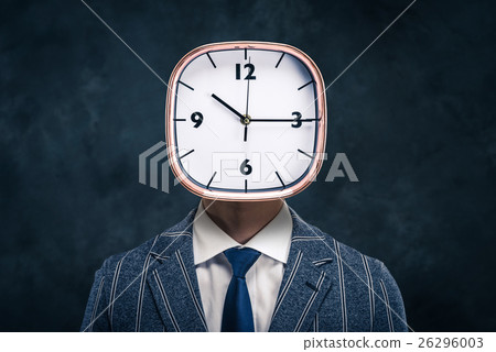 A businessman of a watch with a face 26296003