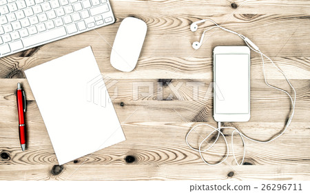 Office Workstation with Computer and Supplies.  26296711