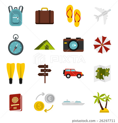 Travel icons set, flat style Travel icons set, flat style 26297711