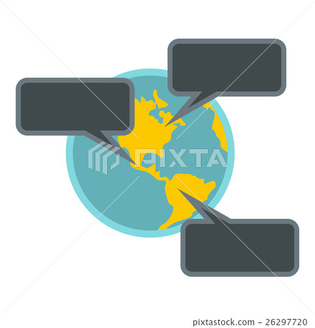 Online chat around the world icon, flat style Online chat around the world icon, flat style 26297720